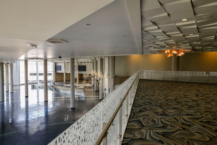 A view overlooking the lobby of exhibit hall D, part of a 2002 expansion, from level three...