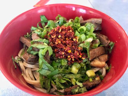 Cold beef vinaigrette noodles at Monkey King Noodle Company prove that noodles don't have to...