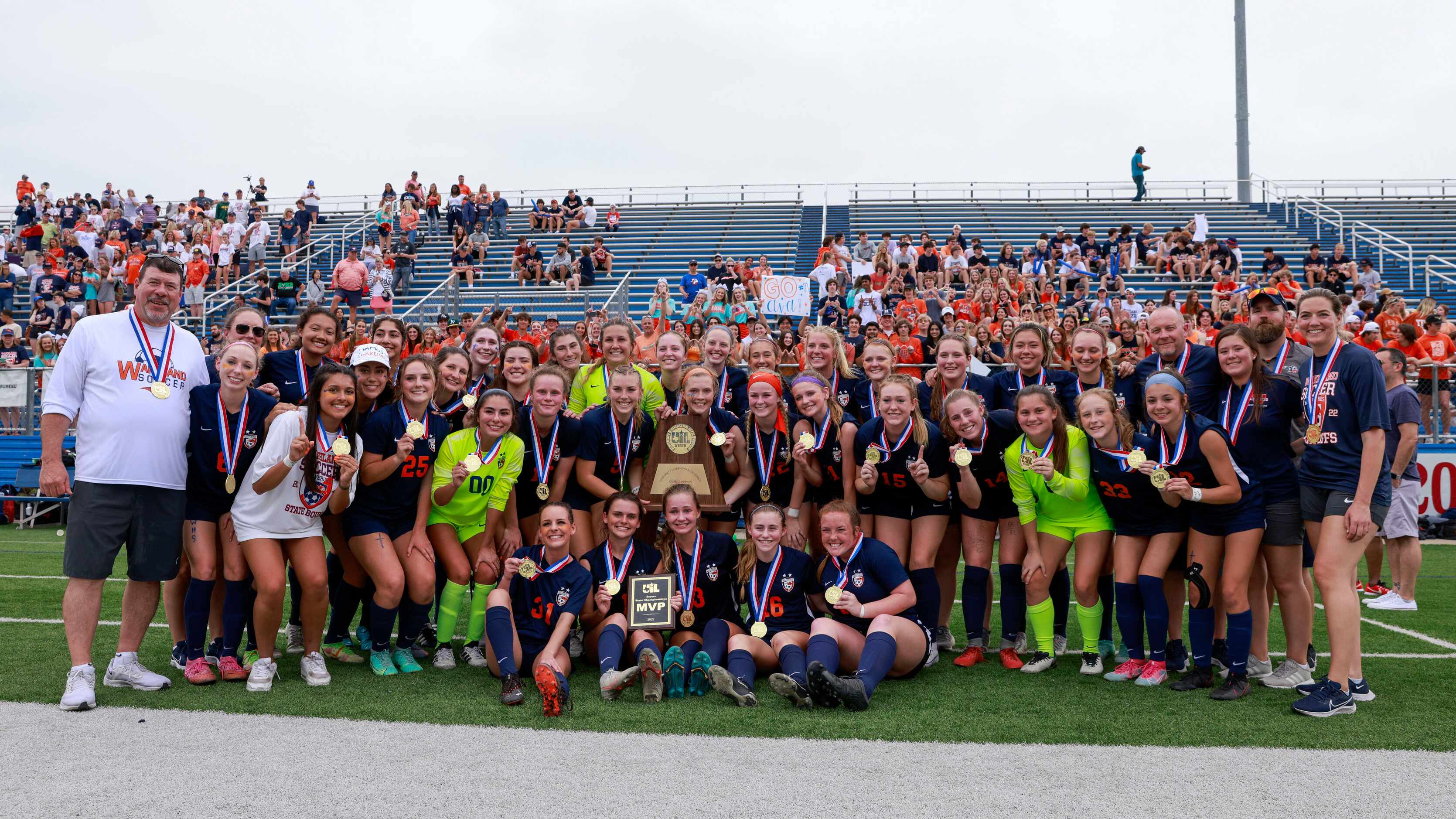 Frisco Wakeland poses with the state championship trophy during overtime of the Class 5A...