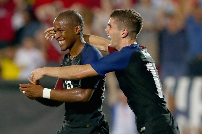 FRISCO, TX - MAY 25:  Nagbe Darlington #10 of the United States celebrates with Christian...