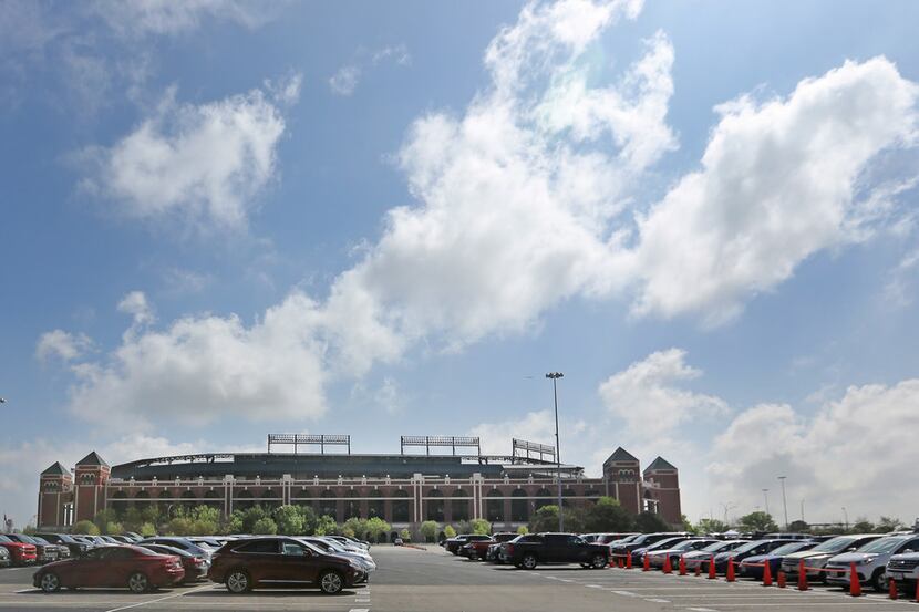 A look at Globe Life Park from the parking lot before the Houston Astros vs. the Texas...