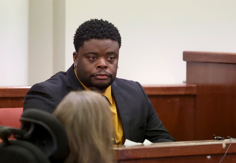 Adarius Carr testifies during the sentencing phase of Aaron Dean's trial at Tarrant County's...