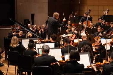 Guest conductor Vasily Petrenko leads the Dallas Symphony Orchestra, with pianist Denis...