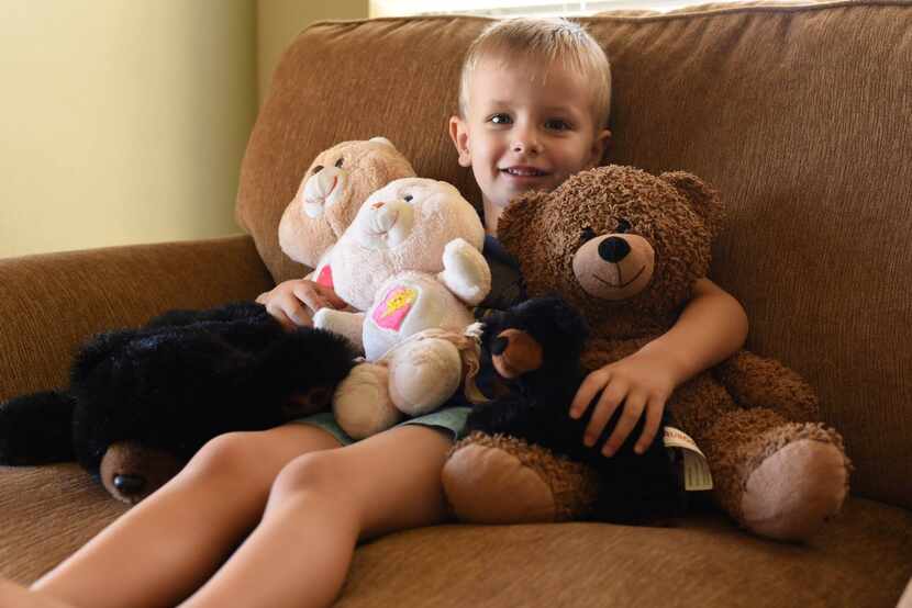 Nikki Swofford's son lost his teddy bear, at right.