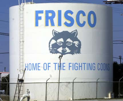 The Frisco water tower, near the intersection of Main and Preston, once depicted the...