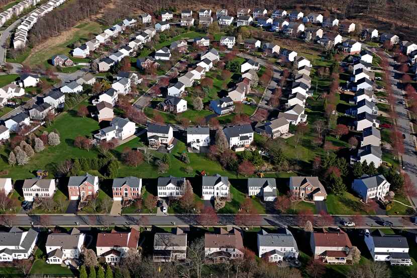 A housing development in Cranberry Township, Pa., is shown on Friday, March 29, 2024.