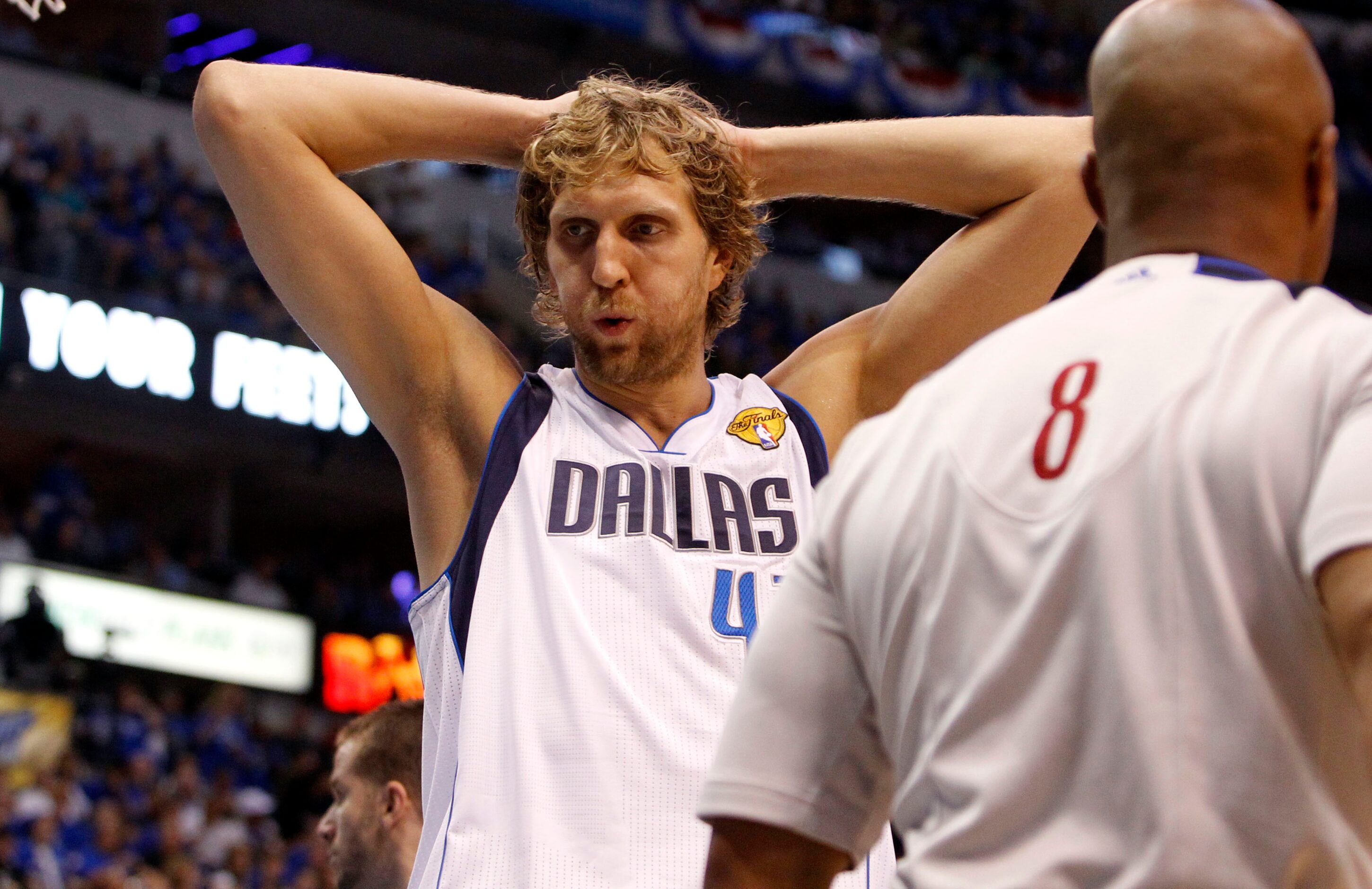 Dallas Mavericks power forward Dirk Nowitzki (41) catches his breath in the third quarter as...