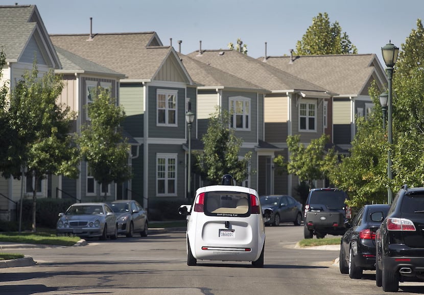 Google's self-driving car tours the Mueller Housing Development in Austin.