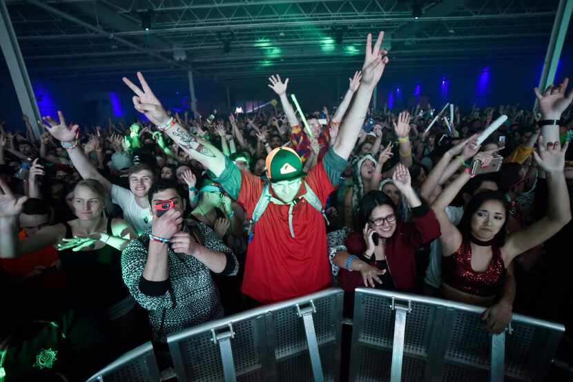 Electronic dance music fans react to the DJ sets of Loudpvck and B2b Gladiator during the...