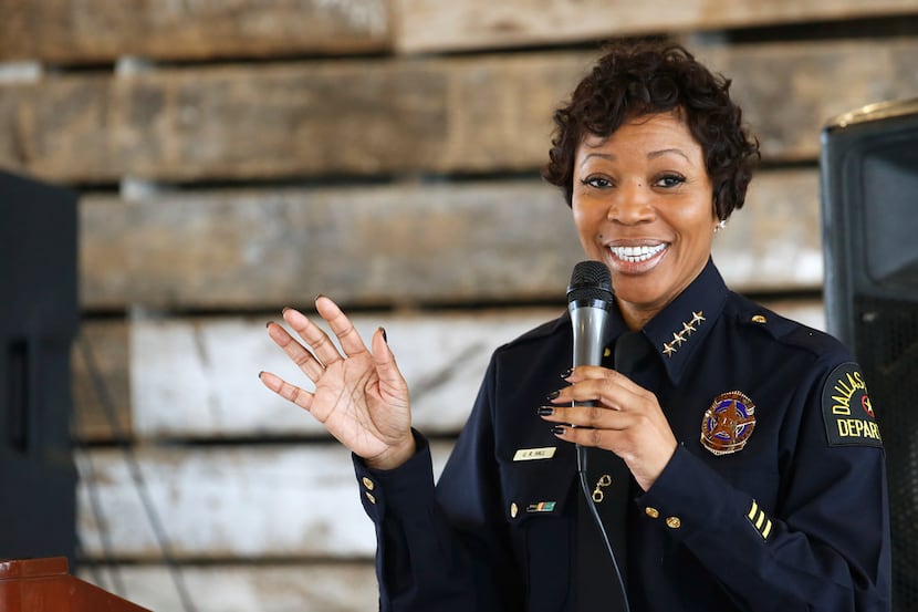 Dallas Police Chief U. Renee Hall speaks at a meeting of the Southeast Dallas Chamber of...