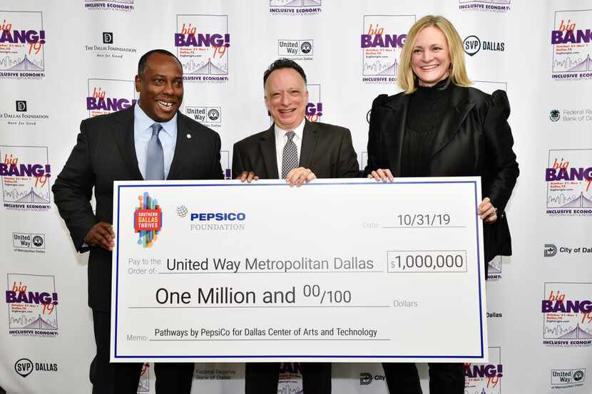 Steven Williams, CEO, PepsiCo Foods North America presents a $1 million check to Tony Fleo,...