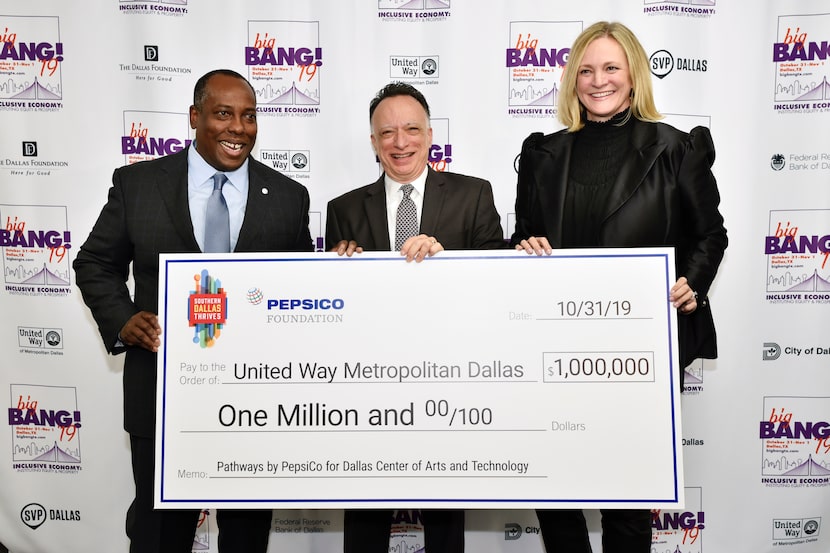 Steven Williams, CEO, PepsiCo Foods North America presents a $1 million check to Tony Fleo,...