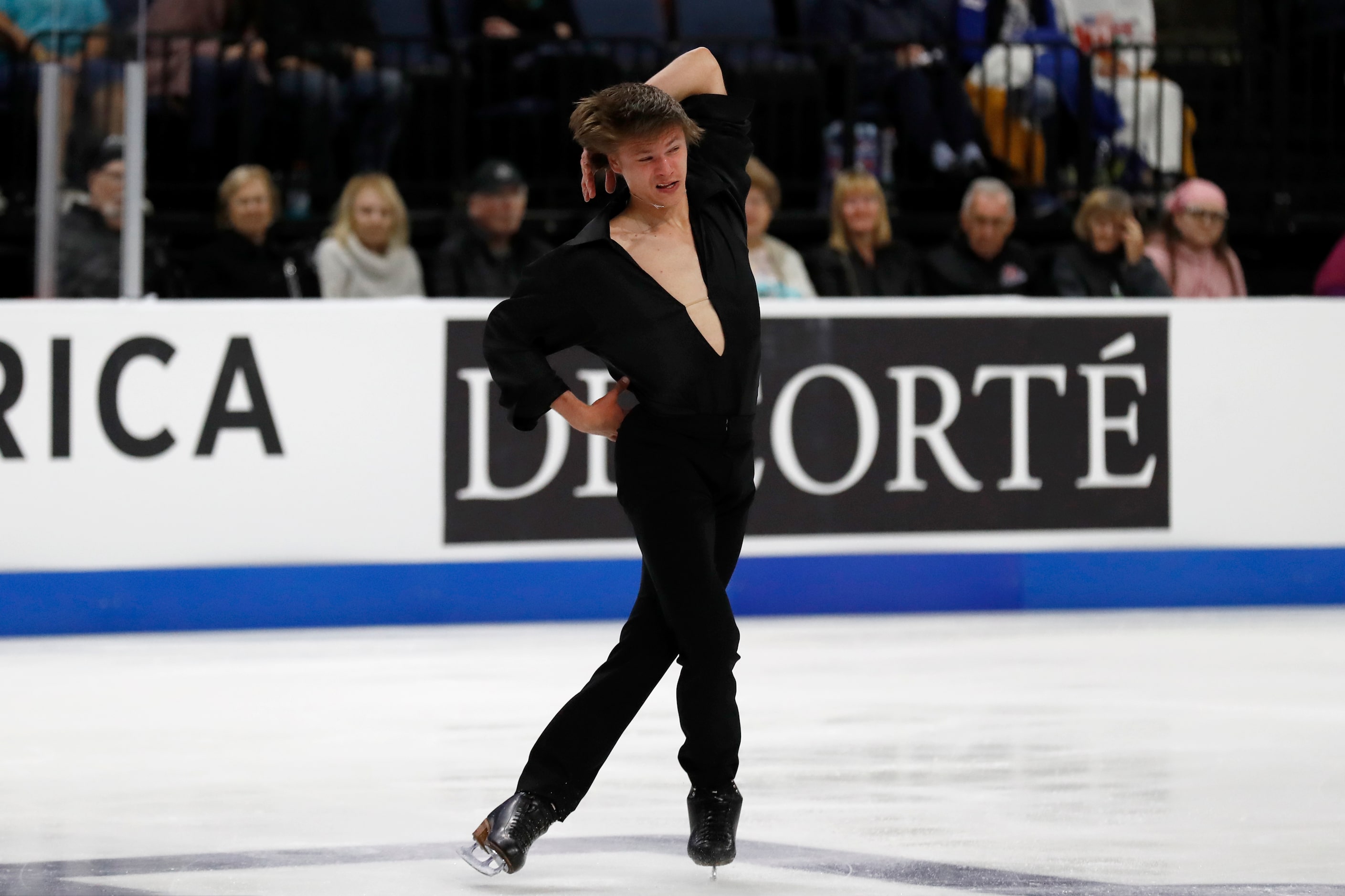 Deniss Vasiljevs, of Latvia, competes in the men's short program during the Grand Prix Skate...