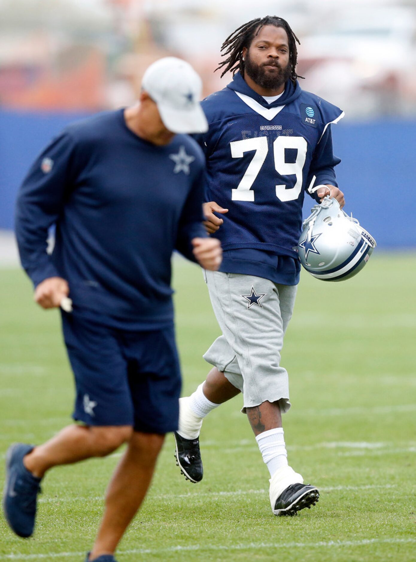 New Dallas Cowboys defensive end Michael Bennett Jr. (79) joins the team for practice at The...