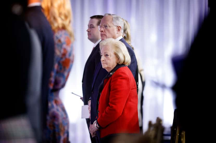 Ross Perot Jr and his mother Margot Birmingham Perot stand as as the color guard exited an...