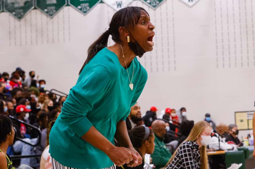 DeSoto coach Andrea Robinson is pictured during a playoff game against Duncanville last...