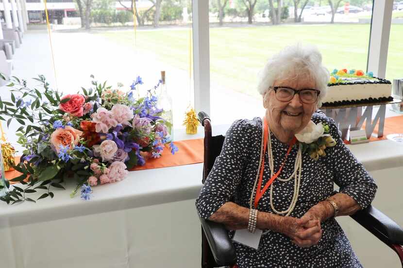 Jane Yates, 100, the University of Texas at Dallas' oldest living alumna, earned a...