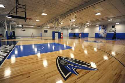 Two basketball courts stand at the ready at the Dallas Mavericks' new practice facility,...