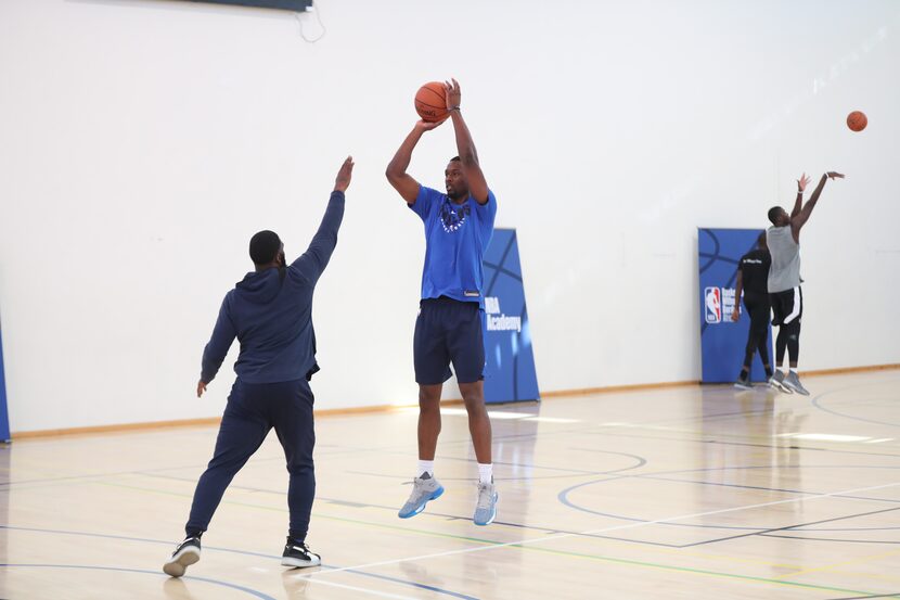 JOHANNESBURG, SOUTH AFRICA - AUGUST 1: Harrison Barnes of the Dallas Mavericks shoots during...