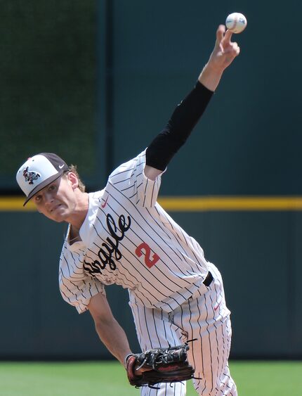 Argyle Alex D’Angelo, (2), pitches against Magnolia West during the first inning of the 2023...