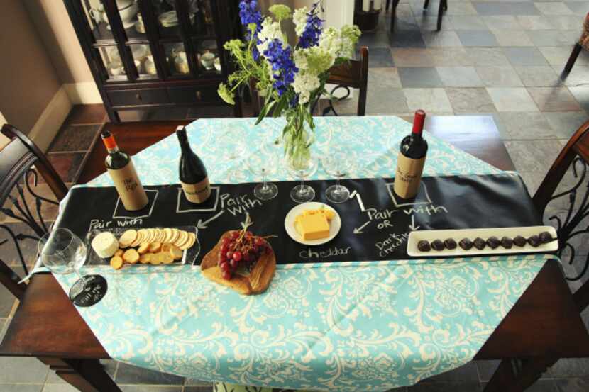 For a party, offer wine-pairing suggestions or label dishes on the line's table topper.
