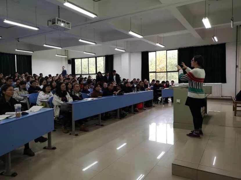 Peace Corps Volunteer Leora Kurtzer teaches oral English at a university in Guiyang, capital...