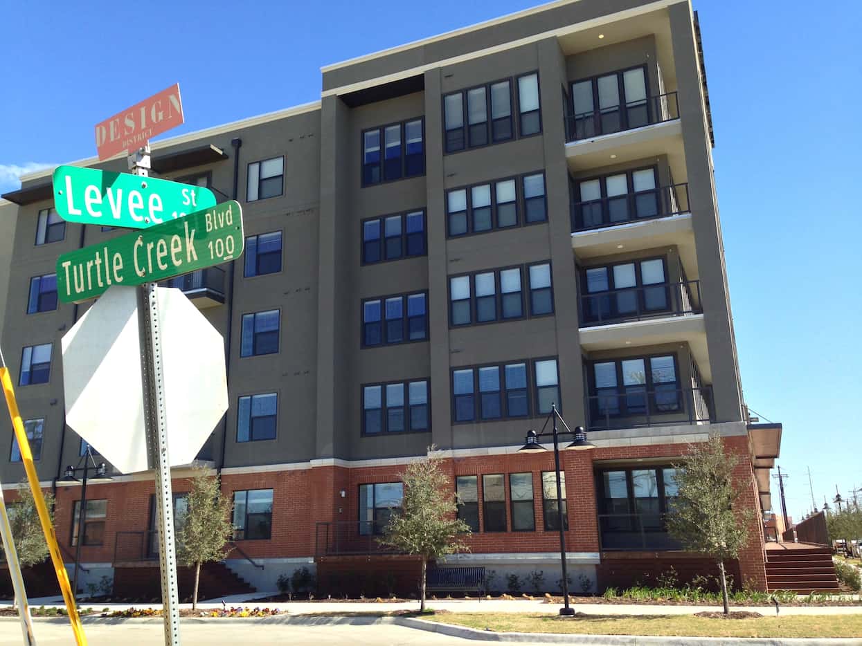 The Alexan Riveredge apartments are on the banks of the Trinity River.