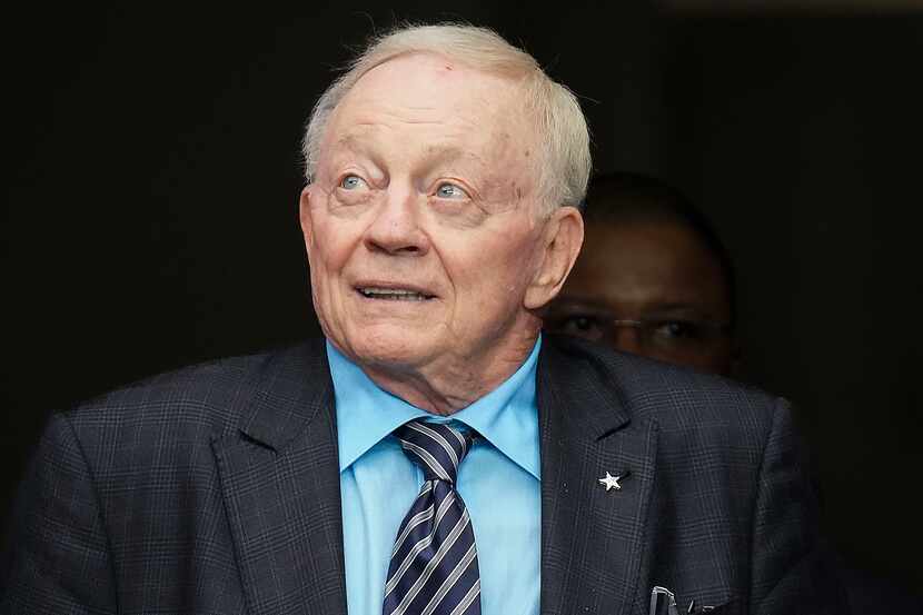 Dallas Cowboys owner and general manager Jerry Jones looks out over the stadium before an...