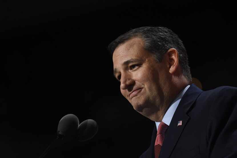 Sen. Ted Cruz pauses while speaking during the Republican National Convention in Cleveland....