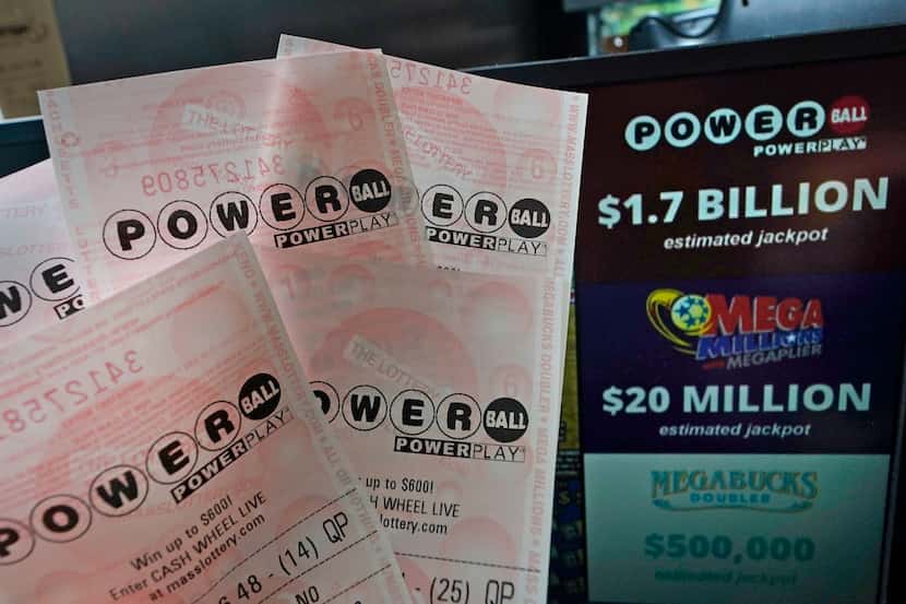 Powerball tickets are shown at a lottery agent, Tuesday, Oct. 10, 2023, in Haverhill, Mass....