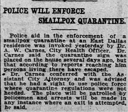 Article describing police enforcing quarantine by arresting escapees-1886