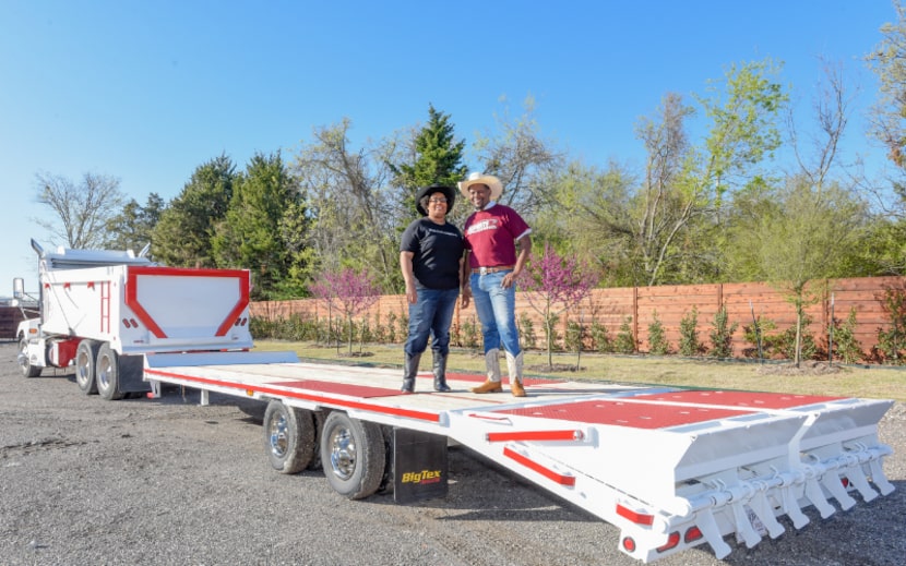 Roberts Trucking CEO Quincy Roberts and TDO Director of Education Kristian Roberts pose with...