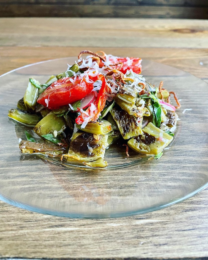 The nopales salad at Modest Rogers, a new Spanish-influenced restaurant in Oak Lawn.