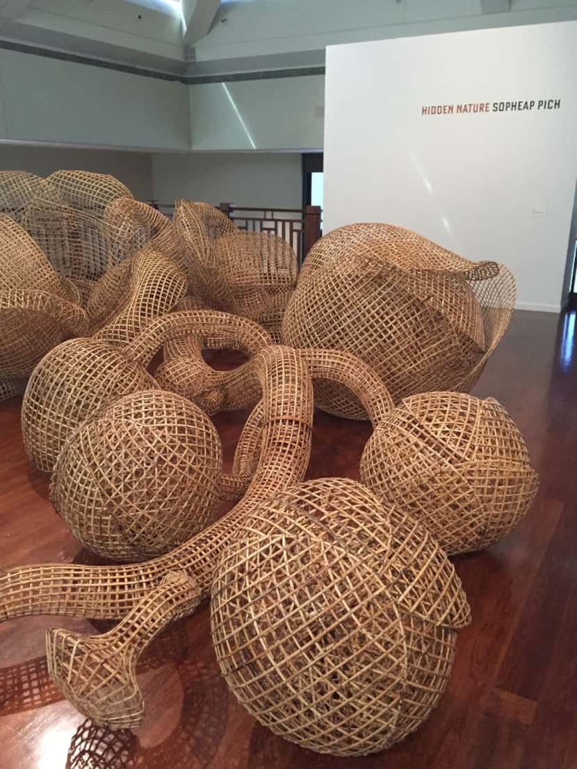 "Rang Phnom Flower" by Cambodian contemporary artist Sopheap Pich is 25 feet in length and...