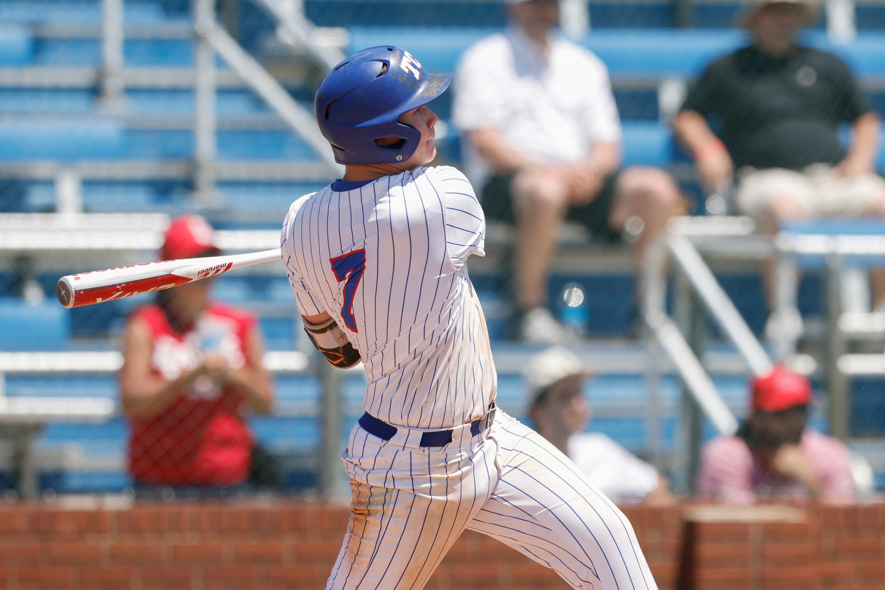 Trinity Christian’s William Lehman’s (7) hits against Houston St. Thomas during the TAPPS...