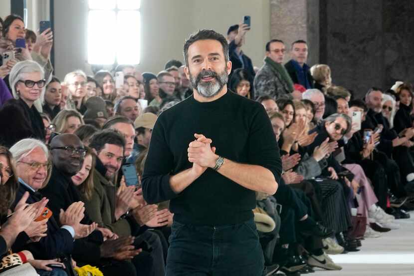 Art director Daniel Roseberry accepts applause after the Schiaparelli Haute Couture...
