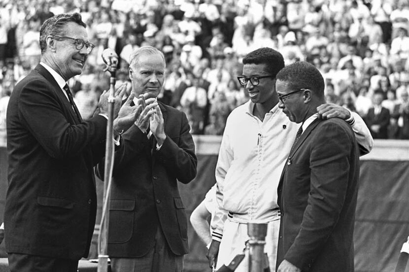 Arthur Ashe, with his father after winning the 1968 U.S. Open, is the only black tennis...
