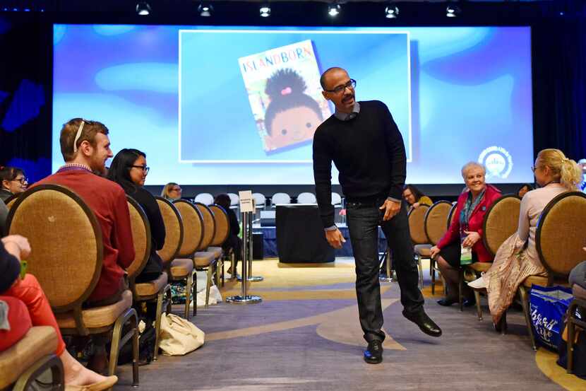 Activist and writer Junot Díaz speaks during the Texas Library Association annual conference...