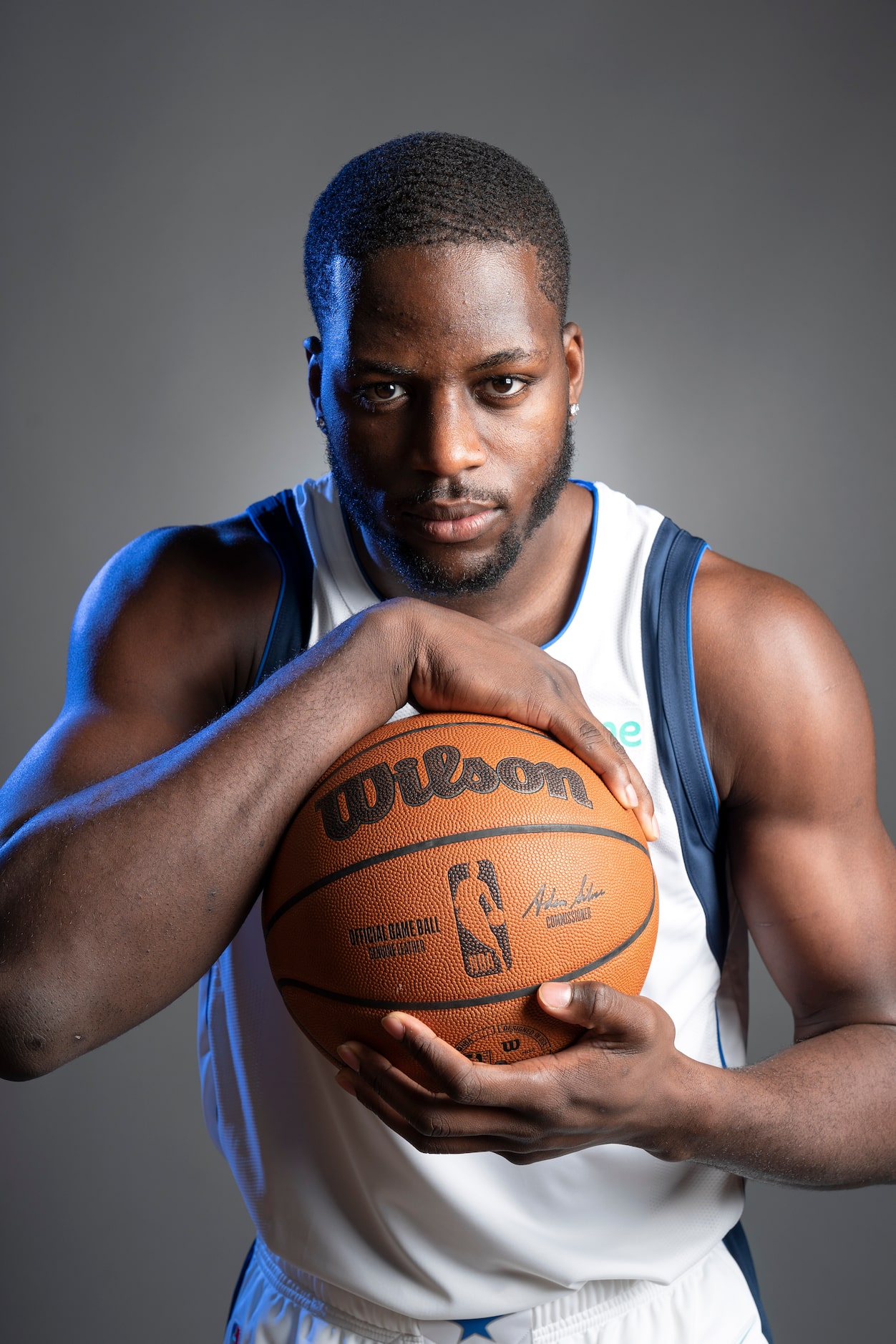 Dallas Mavericks forward Eugene Omoruyi (2) poses for a portrait during the Dallas Mavericks...