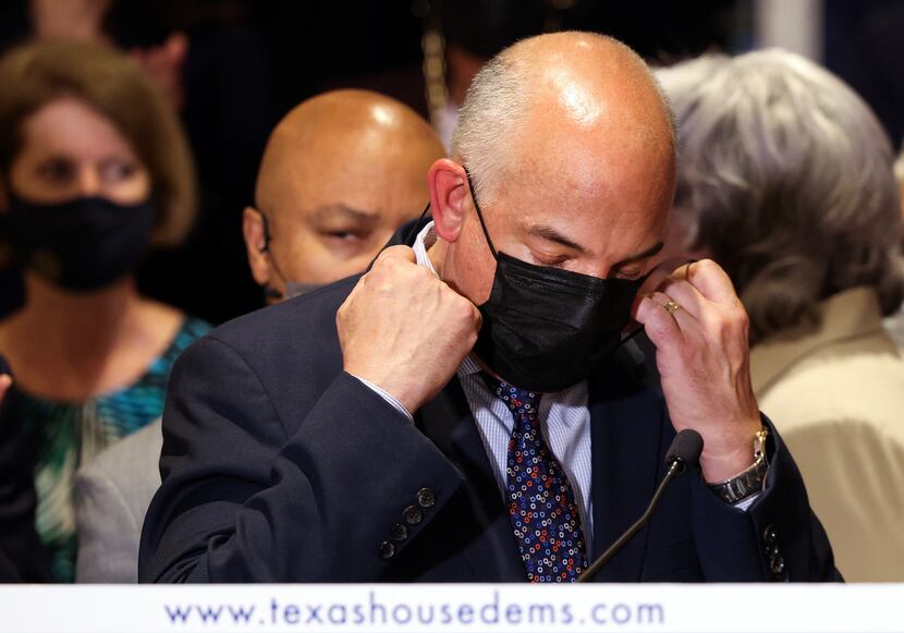 Texas House Democratic Caucus Chair Rep. Chris Turner (D-101), joined by fellow Democratic...