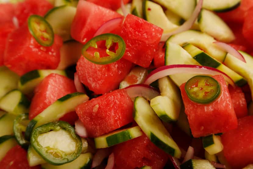 Watermelon & Cucumber salad with Jalapeno Vinaigrette. (Michael Ainsworth/The Dallas Morning...