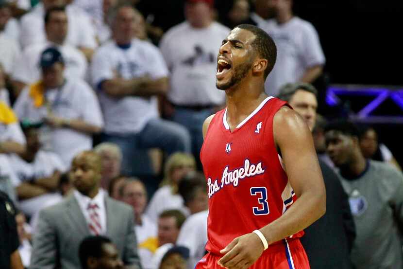 MEMPHIS, TN - MAY 13:  Chris Paul #3 of the Los Angeles Clippers reacts after a free throw...