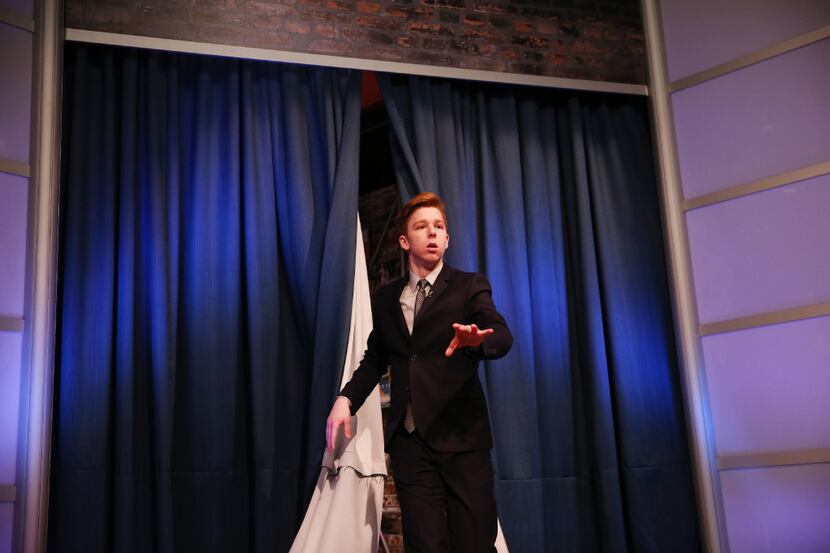 Brady Powers, a senior, performs a joke during a filming of the sixth episode of The...