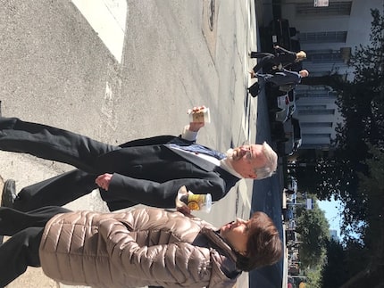 James Godwin walks to federal court in Fort Worth for a trial in which he is trying to force...