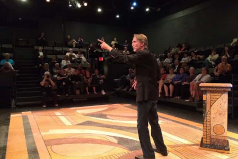  Artist-activist David Marquis speaks at a memorial service for a friend held at Theatre...