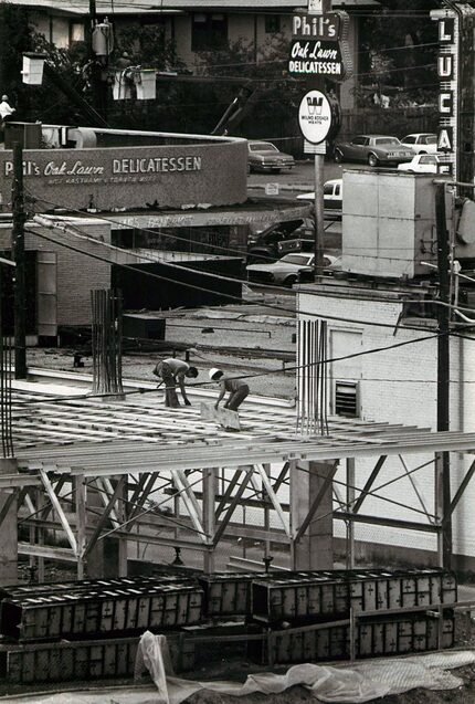 From April 21, 1981: Construction at the corner of Lemmon Avenue and Oak Lawn Avenue rises...