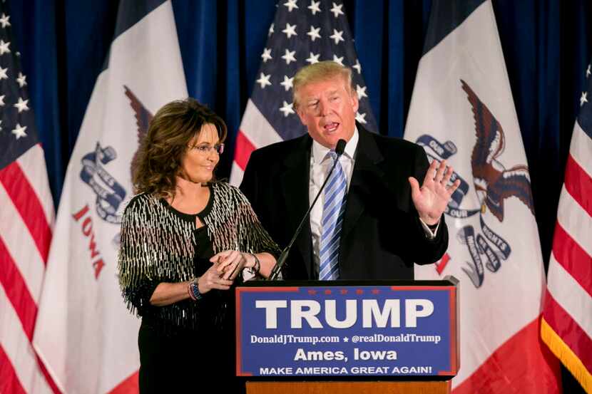  Former Alaska Gov. Sarah Palin endorsed Donald Trump during his campaign event Tuesday at...