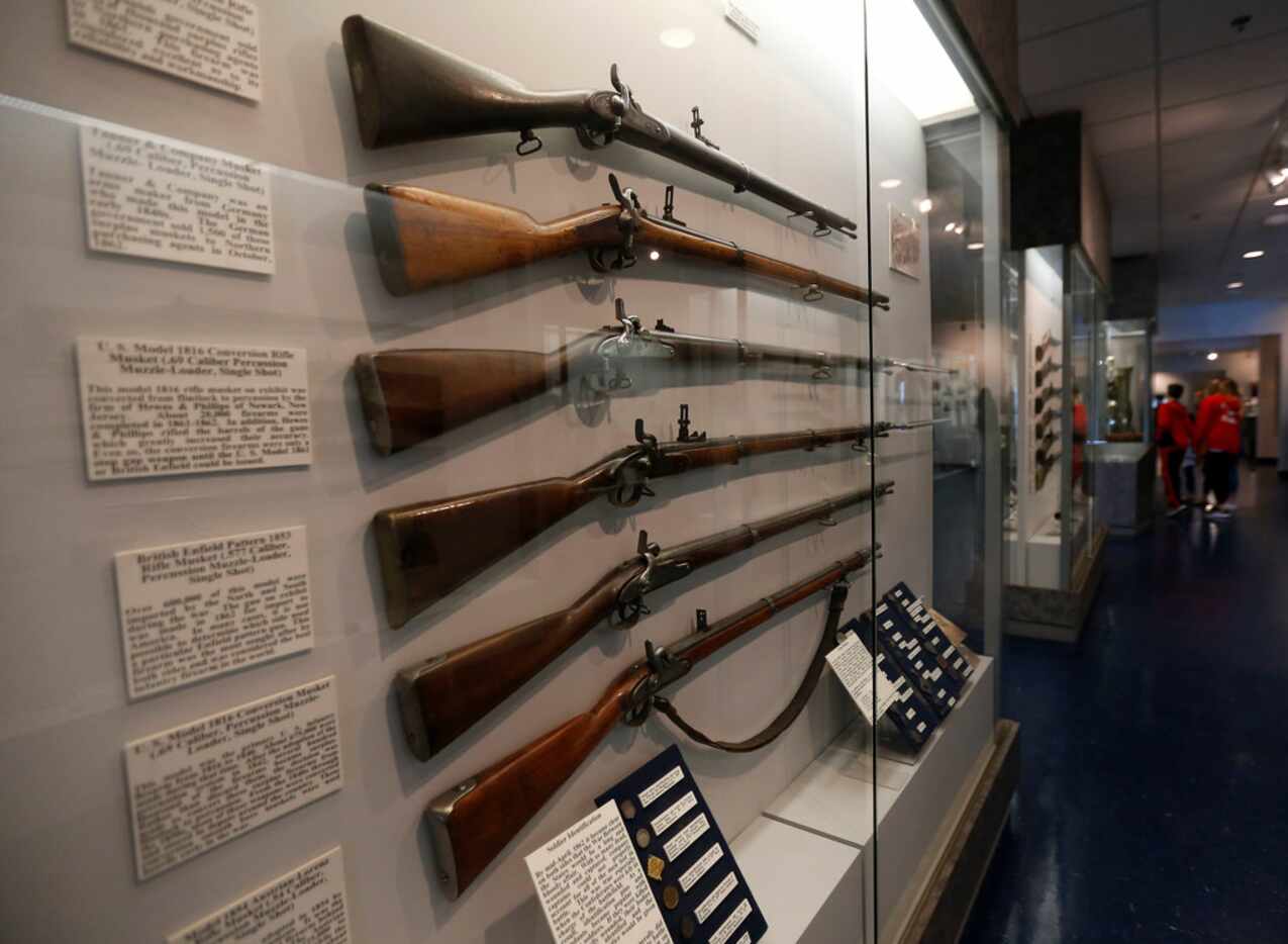Soldiers' rifles are on display at the Texas Civil War Museum in White Settlement.