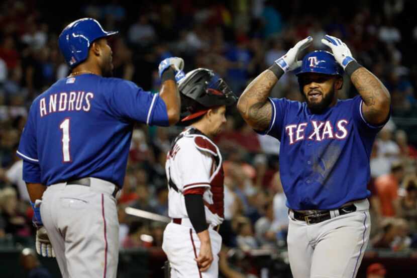 Elvis Andrus (left) gets set to congratulate Prince Fielder (Getty Images)