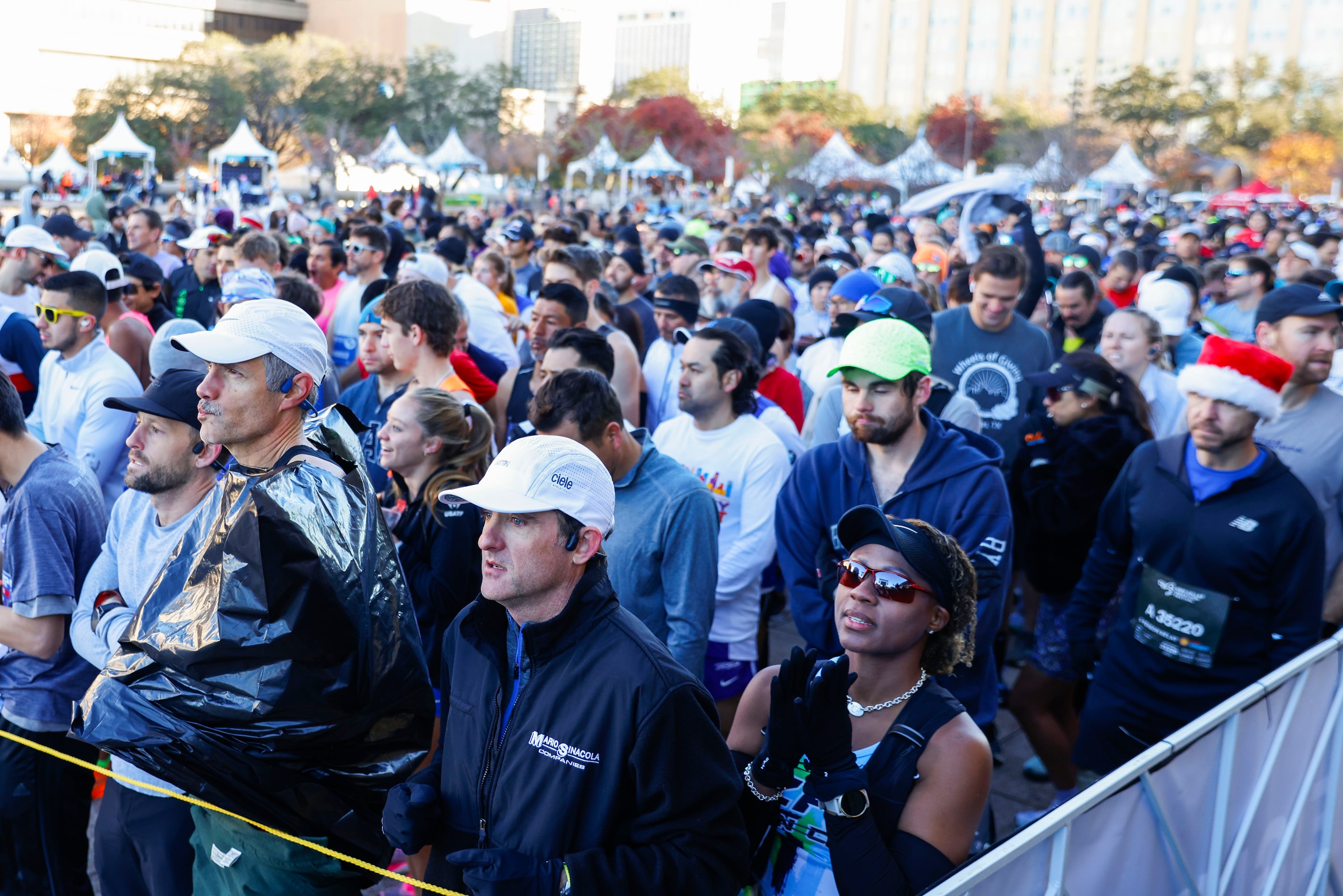 Runners wait at the starting line during 2023 BMW Dallas Marathon on, Sunday, Dec. 10, in...